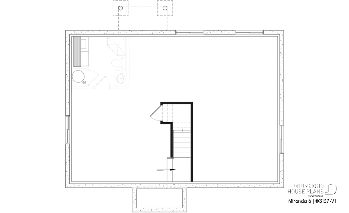 Unfinished basement - Affordable Farmhouse House Plan with 4 Bedrooms and Optional Finished Basement – Miranda 6 - Miranda 6