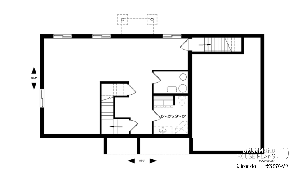 Basement - Country style bungalow with large one-car garage, great open kitchen, dining and living room concept, 2 beds - Miranda 4