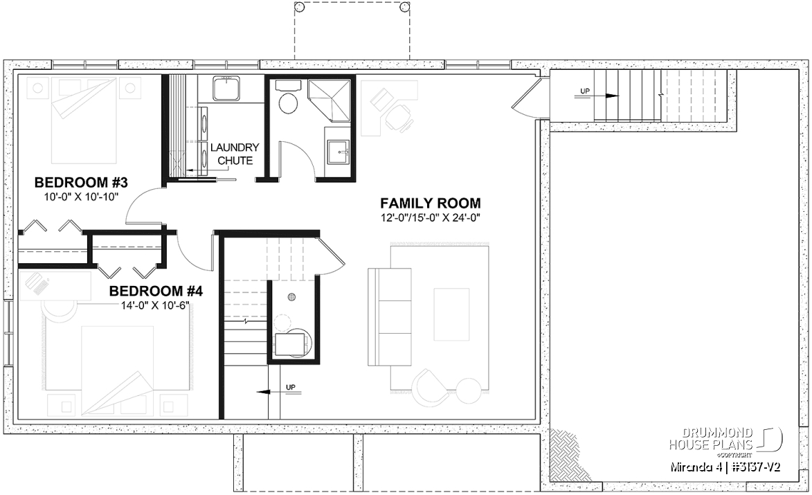 Finished basement (Optional $) - Compact Single-Story Farmhouse Home Plan with Garage, Ideal for First-Time Buyers and Small Budgets - Miranda 4