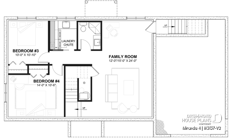 Finished basement (Optional $) - Compact Single-Story Farmhouse Home Plan with Garage, Ideal for First-Time Buyers and Small Budgets - Miranda 4