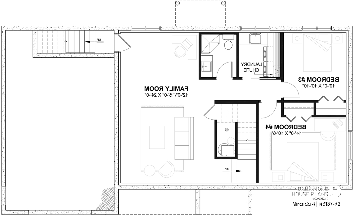 Finished basement (Optional $) - Compact Single-Story Farmhouse Home Plan with Garage, Ideal for First-Time Buyers and Small Budgets - Miranda 4