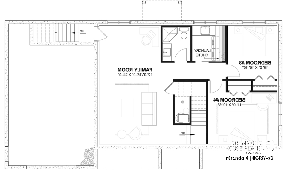 Finished basement (Optional $) - Compact Single-Story Farmhouse Home Plan with Garage, Ideal for First-Time Buyers and Small Budgets - Miranda 4