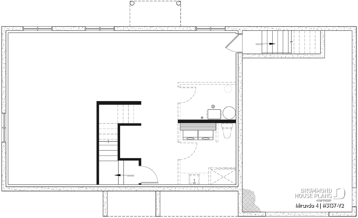 Unfinished basement - Compact Single-Story Farmhouse Home Plan with Garage, Ideal for First-Time Buyers and Small Budgets - Miranda 4