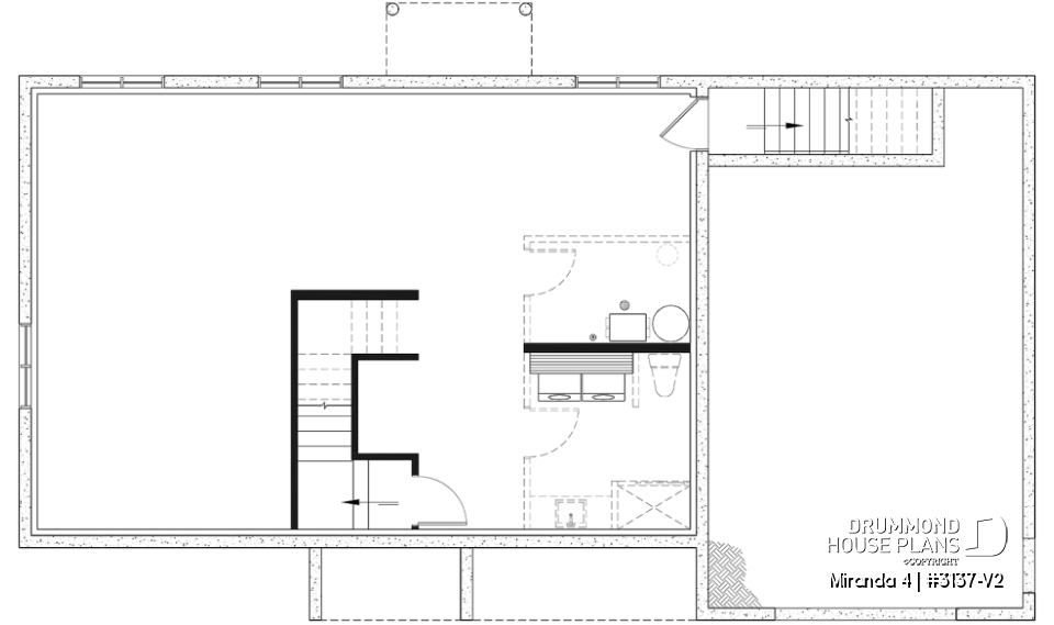 Unfinished basement - Compact Single-Story Farmhouse Home Plan with Garage, Ideal for First-Time Buyers and Small Budgets - Miranda 4