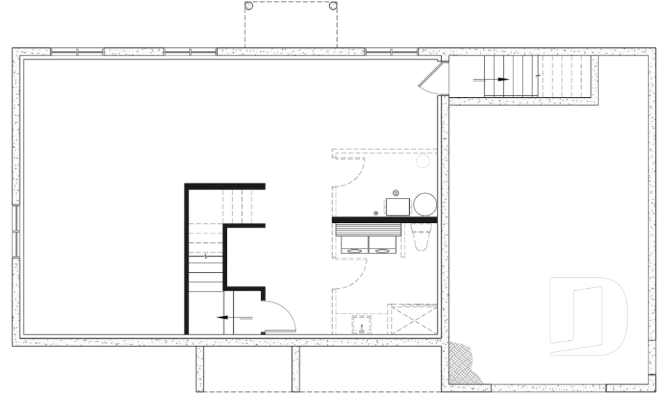 Unfinished basement - Compact Single-Story Farmhouse Home Plan with Garage, Ideal for First-Time Buyers and Small Budgets - Miranda 4