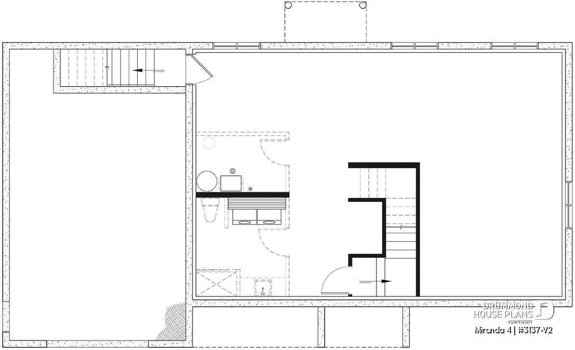 Unfinished basement - Compact Single-Story Farmhouse Home Plan with Garage, Ideal for First-Time Buyers and Small Budgets - Miranda 4