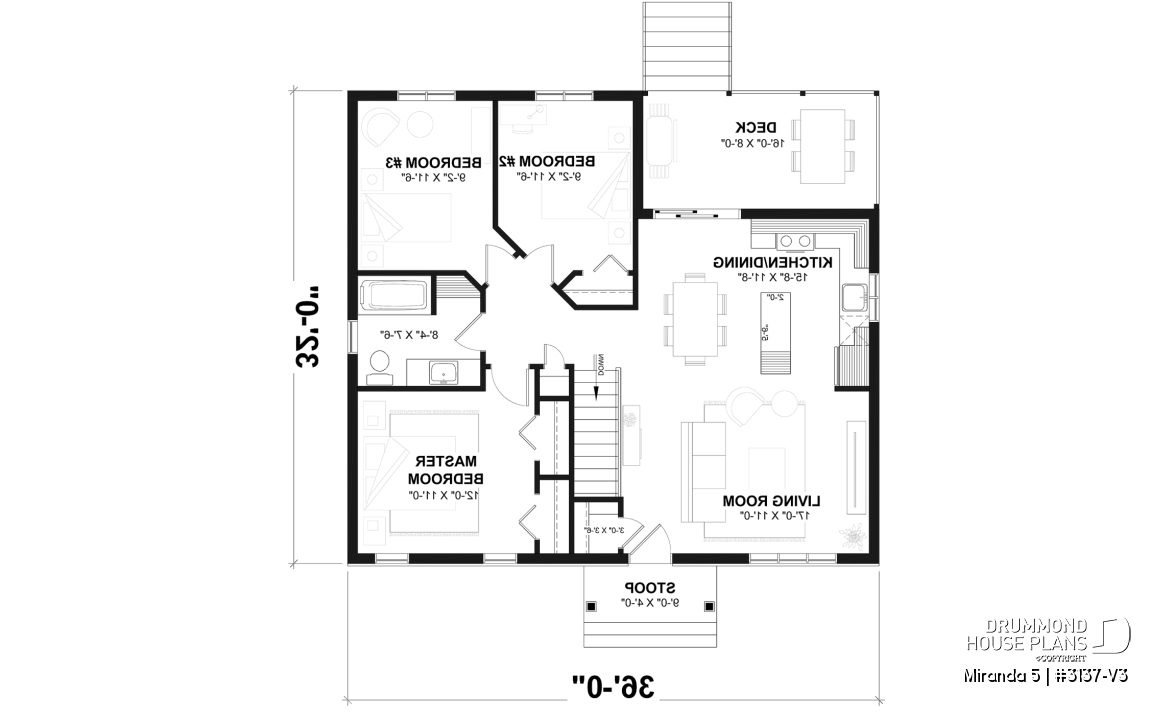 1st level - Smart &amp; affordable 3 bedroom bungalow house plan, optional finished basement includes 2 more bedrooms - Miranda 5