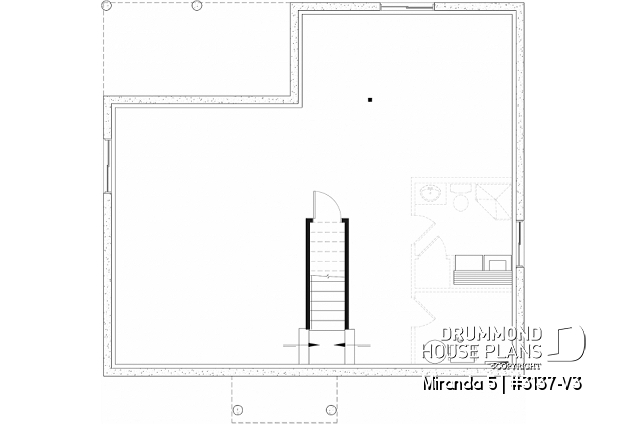 Unfinished basement of house plan 3137-V3 Unfinished basement - Smart & affordable 3 bedroom bungalow house plan, optional finished basement includes 2 more bedrooms - Miranda 5