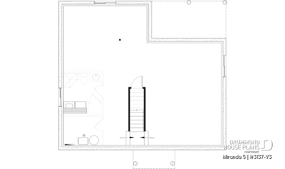 Unfinished basement - Smart &amp; affordable 3 bedroom bungalow house plan, optional finished basement includes 2 more bedrooms - Miranda 5