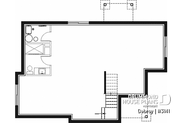 Unfinished basement - Contemporary 2 bedroom house with openfloor plan concept and unfinished basement - Debray