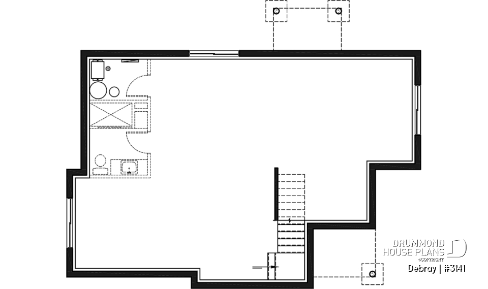 Unfinished basement - Contemporary 2 bedroom house with openfloor plan concept and unfinished basement - Debray