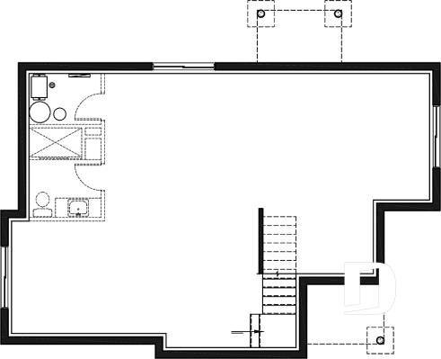 Unfinished basement - Contemporary 2 bedroom house with openfloor plan concept and unfinished basement - Debray