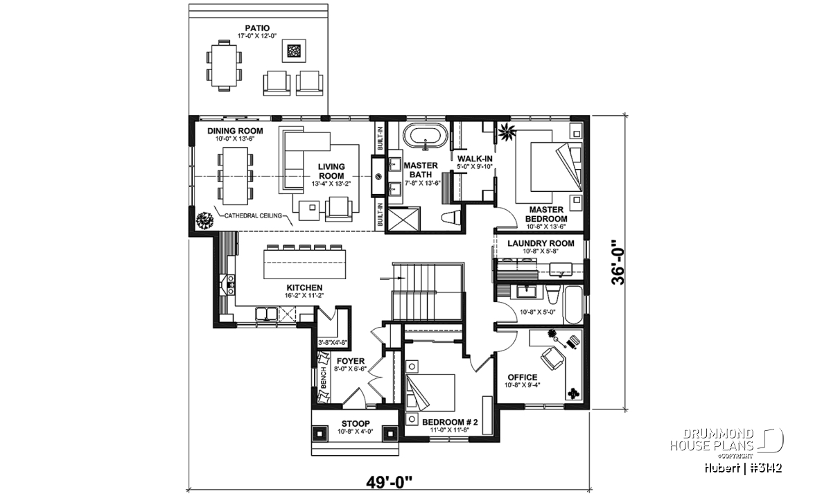 1st level - Bright Classic Bungalow with Cathedral Ceilings, 2 to 5 Bedrooms, Fireplace, and Main Floor Primary Suite - Hubert