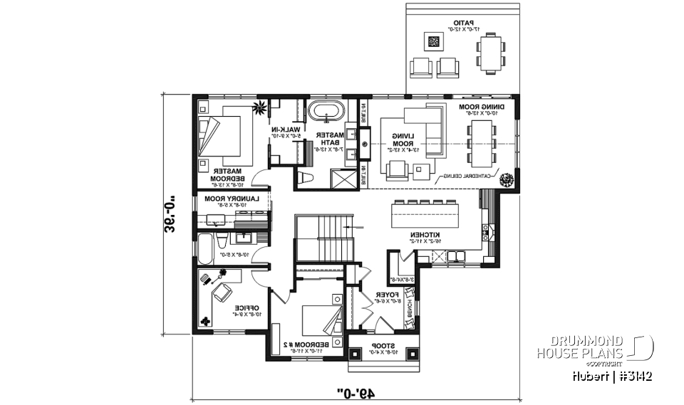 1st level - Bright Classic Bungalow with Cathedral Ceilings, 2 to 5 Bedrooms, Fireplace, and Main Floor Primary Suite - Hubert