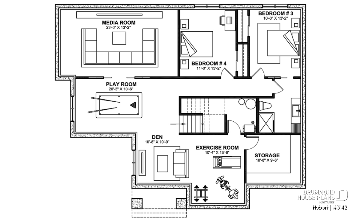 Finished basement (Optional $) - Bright Classic Bungalow with Cathedral Ceilings, 2 to 5 Bedrooms, Fireplace, and Main Floor Primary Suite - Hubert