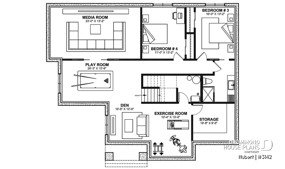 Finished basement (Optional $) - Bright Classic Bungalow with Cathedral Ceilings, 2 to 5 Bedrooms, Fireplace, and Main Floor Primary Suite - Hubert