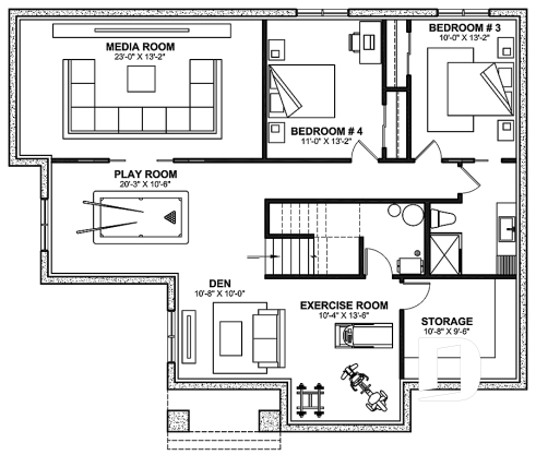 Finished basement (Optional $) - Bright Classic Bungalow with Cathedral Ceilings, 2 to 5 Bedrooms, Fireplace, and Main Floor Primary Suite - Hubert