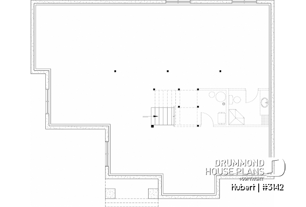 Unfinished basement - Family home plan, 2 to 5 beds if you finish the basement (optional $), den, home theater, game room, gym - Hubert