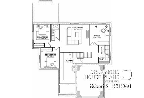 Finished basement - Classic style bungalow offering 2 to 5 bedrooms, open concept, cathedral ceiling, optional finished basement - Hubert 2