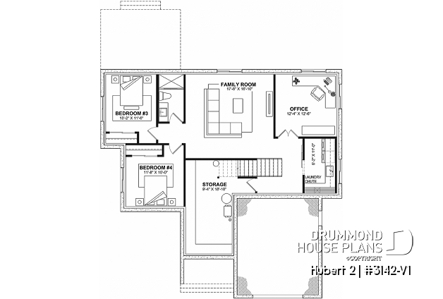 Finished basement - Classic style bungalow offering 2 to 5 bedrooms, open concept, cathedral ceiling, optional finished basement - Hubert 2