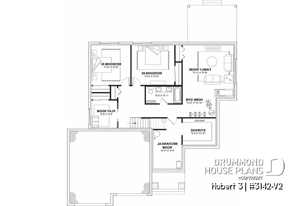 Finished basement (Optional $) - Single-story home with double garage, spacious main-floor primary suite, STÛV wood-burning fireplace, and den - Hubert 3