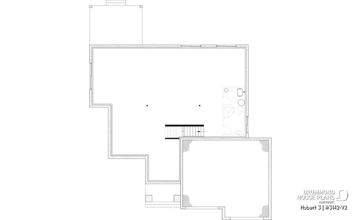 Unfinished basement - Single-story home with double garage, spacious main-floor primary suite, STÛV wood-burning fireplace, and den - Hubert 3