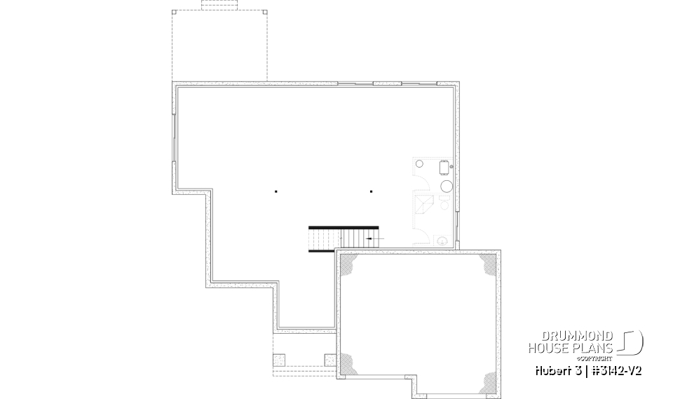 Unfinished basement - Single-story home with double garage, spacious main-floor primary suite, STÛV wood-burning fireplace, and den - Hubert 3