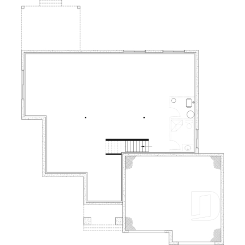 Unfinished basement - Single-story home with double garage, spacious main-floor primary suite, STÛV wood-burning fireplace, and den - Hubert 3