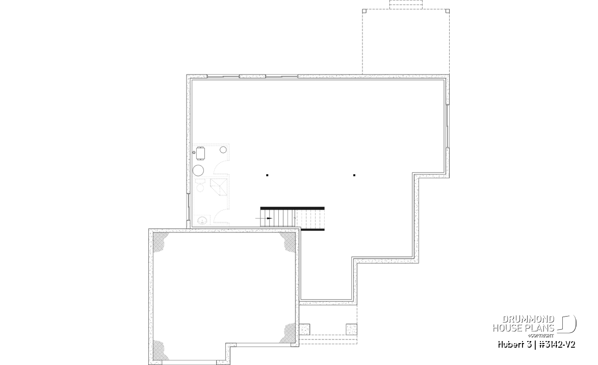 Unfinished basement - Single-story home with double garage, spacious main-floor primary suite, STÛV wood-burning fireplace, and den - Hubert 3