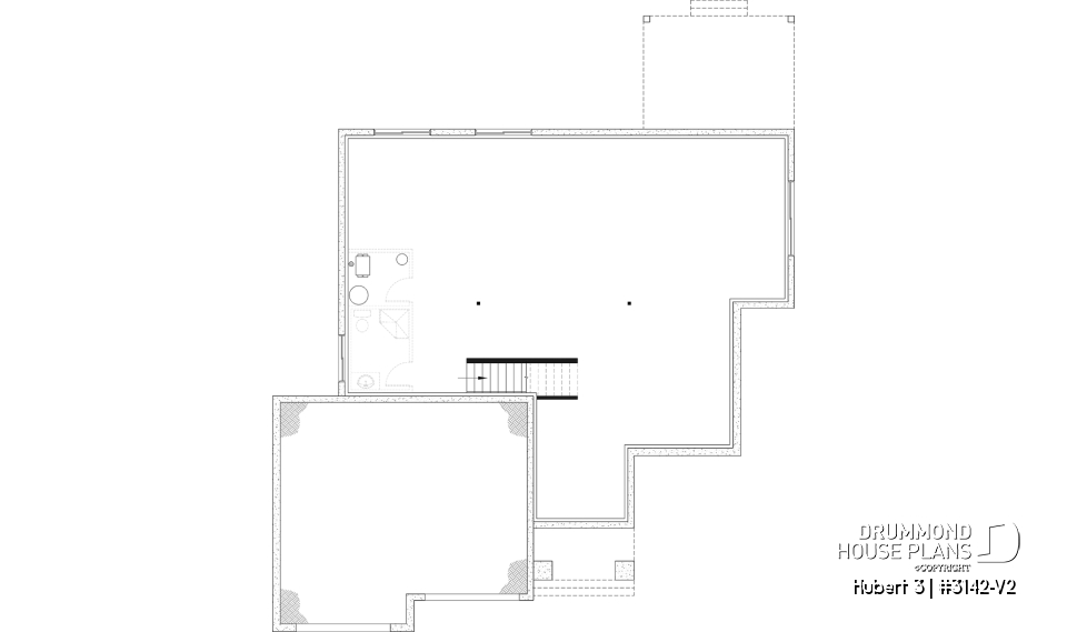 Unfinished basement - Single-story home with double garage, spacious main-floor primary suite, STÛV wood-burning fireplace, and den - Hubert 3