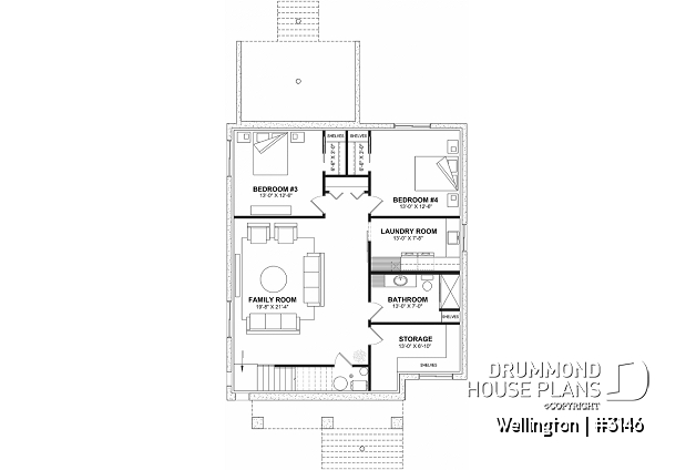Finished basement (Optional $) - Modern Craftsman style 2 to 4 bedroom home with living & family rooms, ideal home for big family - Wellington