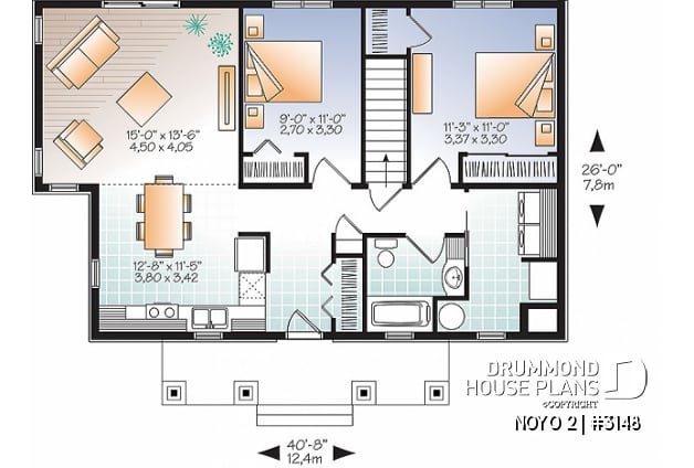 1st level - Economical Modern home plan with an open kitchen, dining, family floor plan - NOYO 2
