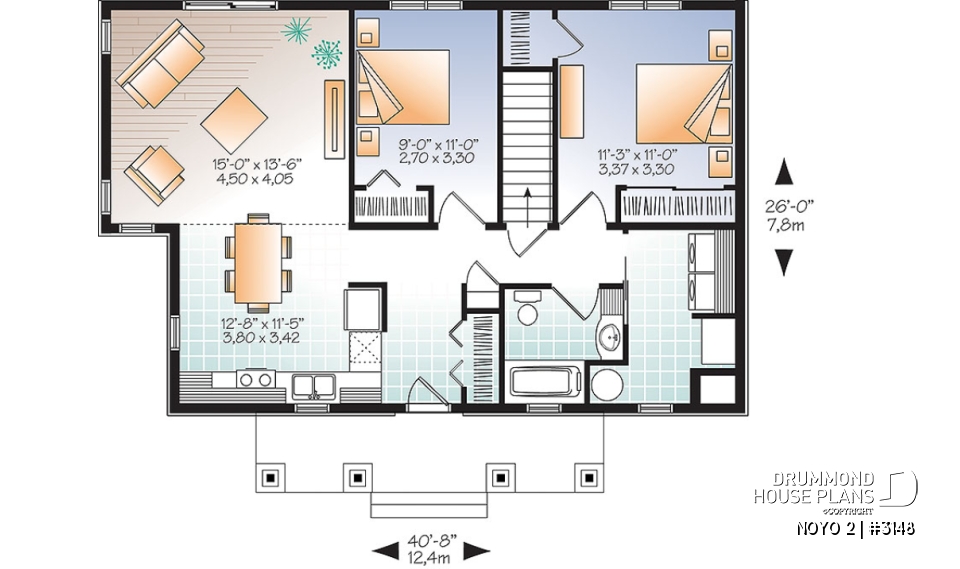 1st level - Economical Modern home plan with an open kitchen, dining, family floor plan - NOYO 2