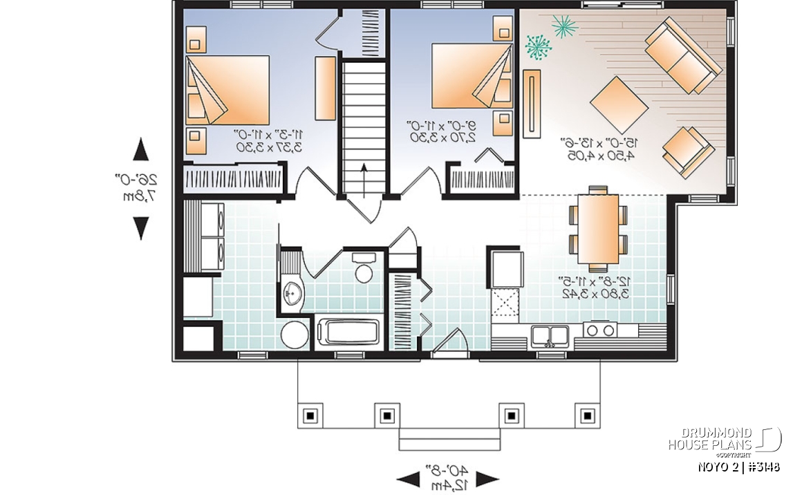 1st level - Economical Modern home plan with an open kitchen, dining, family floor plan - NOYO 2