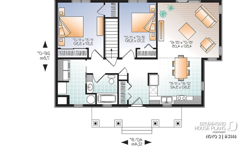 1st level - Economical Modern home plan with an open kitchen, dining, family floor plan - NOYO 2