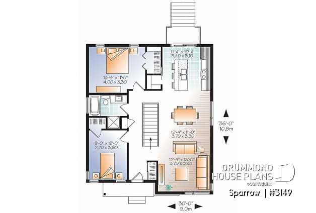 1st level - Affordable Modern house plan, finished basement (total 4 beds), 2 family rooms, walk-in pantry - Sparrow 