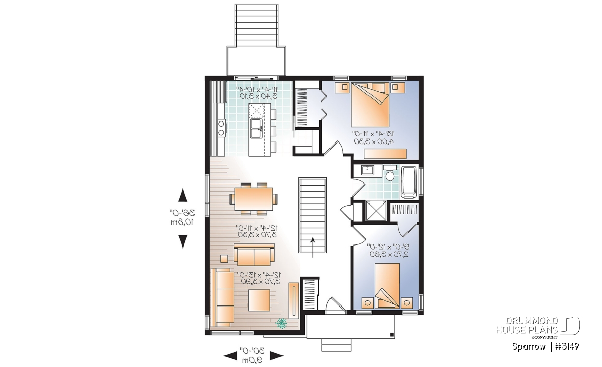 1st level - Affordable Modern house plan, finished basement (total 4 beds), 2 family rooms, walk-in pantry - Sparrow 
