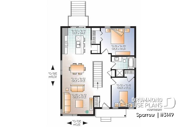 1st level - Affordable Modern house plan, finished basement (total 4 beds), 2 family rooms, walk-in pantry - Sparrow 