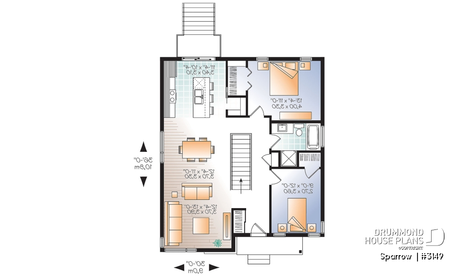 1st level - Affordable Modern house plan, finished basement (total 4 beds), 2 family rooms, walk-in pantry - Sparrow 