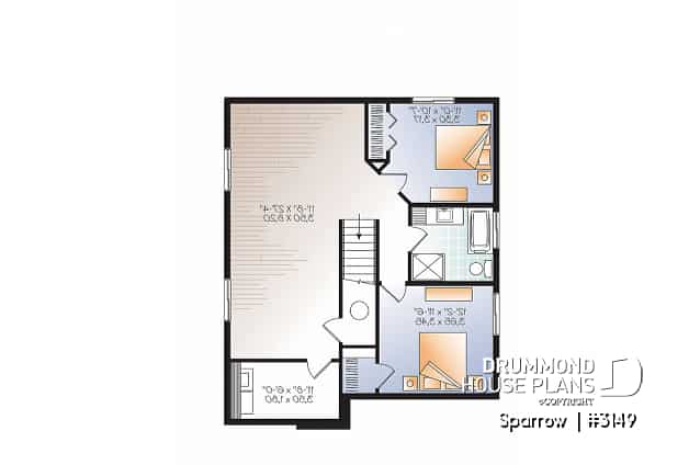 Basement - Affordable Modern house plan, finished basement (total 4 beds), 2 family rooms, walk-in pantry - Sparrow 