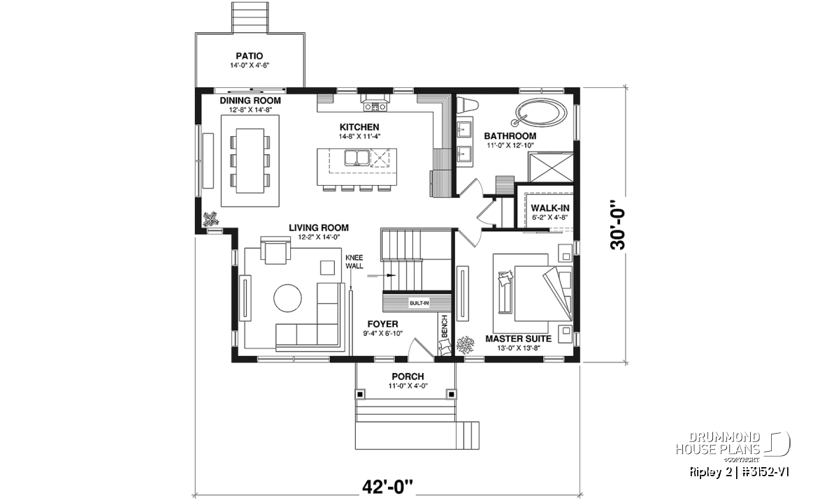 1st level - Single-storey home with optional finished basement ($) for up to 4 beds, 2 baths and 2 living rooms - Ripley 2