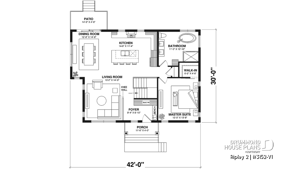 1st level - Single-storey home with optional finished basement ($) for up to 4 beds, 2 baths and 2 living rooms - Ripley 2