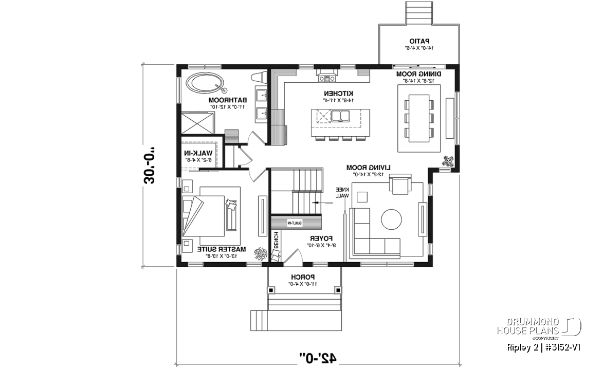 1st level - Single-storey home with optional finished basement ($) for up to 4 beds, 2 baths and 2 living rooms - Ripley 2