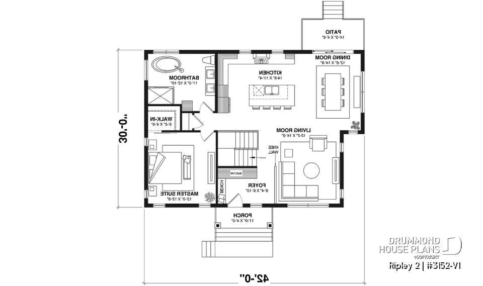 1st level - Single-storey home with optional finished basement ($) for up to 4 beds, 2 baths and 2 living rooms - Ripley 2