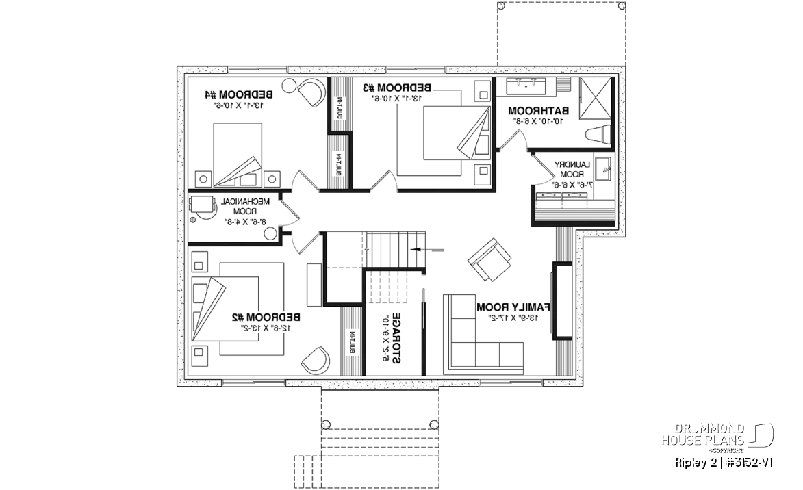 Finished basement (Optional $) - Single-storey home with optional finished basement ($) for up to 4 beds, 2 baths and 2 living rooms - Ripley 2
