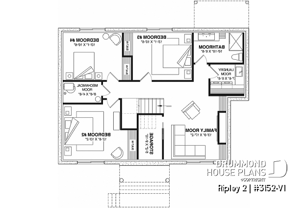 Finished basement (Optional $) - Single-storey home with optional finished basement ($) for up to 4 beds, 2 baths and 2 living rooms - Ripley 2