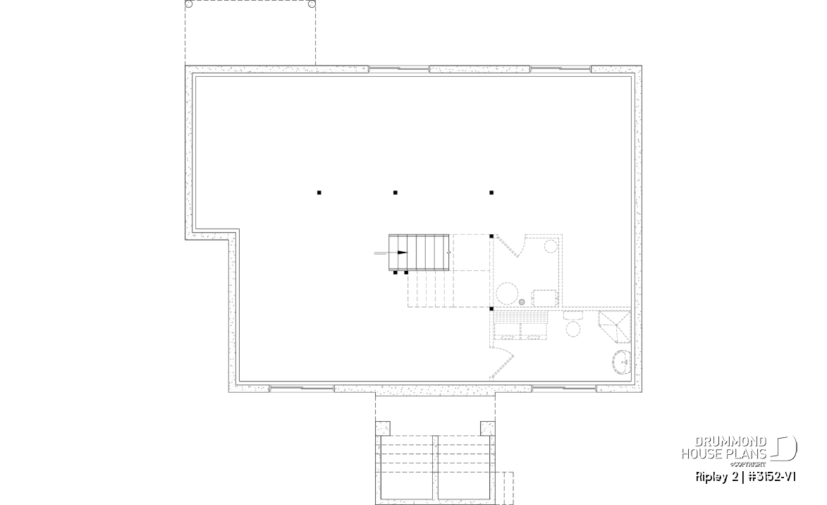 Unfinished basement - Single-storey home with optional finished basement ($) for up to 4 beds, 2 baths and 2 living rooms - Ripley 2