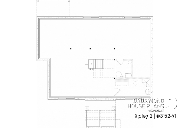 Unfinished basement - Single-storey home with optional finished basement ($) for up to 4 beds, 2 baths and 2 living rooms - Ripley 2