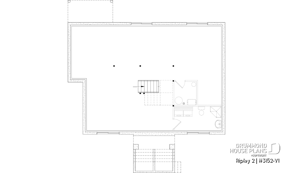 Unfinished basement - Single-storey home with optional finished basement ($) for up to 4 beds, 2 baths and 2 living rooms - Ripley 2