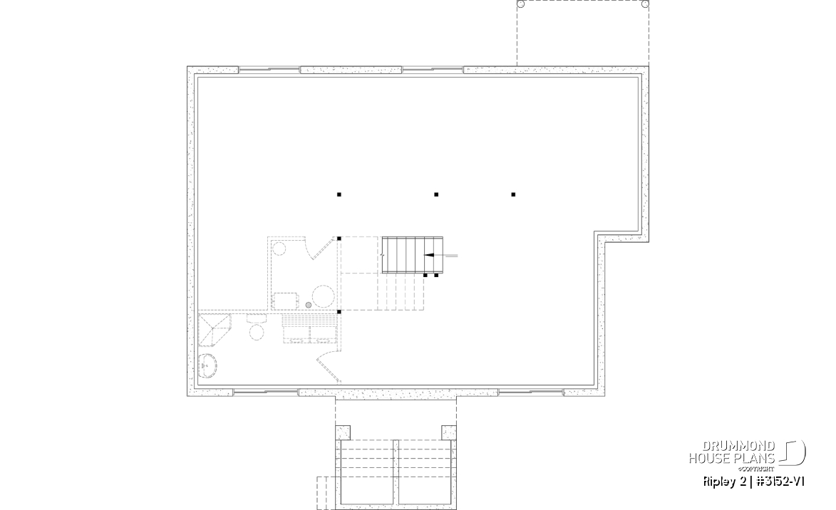 Unfinished basement - Single-storey home with optional finished basement ($) for up to 4 beds, 2 baths and 2 living rooms - Ripley 2